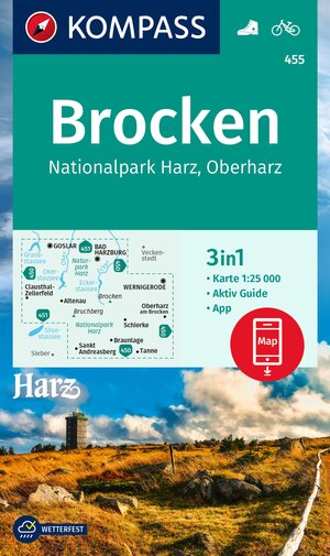Buchcover KOMPASS Wanderkarte 455 Brocken, Nationalpark Harz, Oberharz 1:25.000  | EAN 9783991216926 | ISBN 3-99121-692-2 | ISBN 978-3-99121-692-6