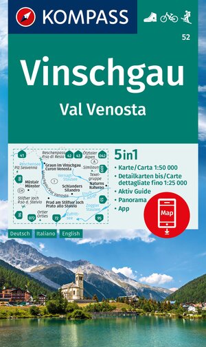 Buchcover KOMPASS Wanderkarte 52 Vinschgau / Val Venosta 1:50.000  | EAN 9783991540533 | ISBN 3-99154-053-3 | ISBN 978-3-99154-053-3