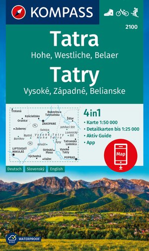 Buchcover KOMPASS Wanderkarte 2100 Tatra, Hohe, Westliche, Belaer, Tatry, Vysoké, Západné, Belianske 1:50.000  | EAN 9783991540878 | ISBN 3-99154-087-8 | ISBN 978-3-99154-087-8