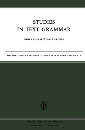 Buchcover Studies in Text Grammar | EAN 9789027703682 | ISBN 90-277-0368-X | ISBN 978-90-277-0368-2