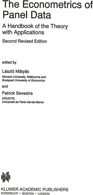 Buchcover The Econometrics of Panel Data  | EAN 9789400901377 | ISBN 94-009-0137-2 | ISBN 978-94-009-0137-7