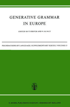 Buchcover Generative Grammar in Europe | EAN 9789401025058 | ISBN 94-010-2505-3 | ISBN 978-94-010-2505-8