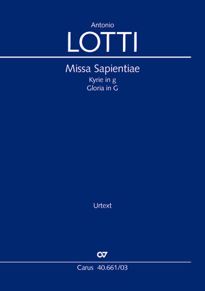Buchcover Missa Sapientiae (Klavierauszug) | Antonio Lotti | EAN 9790007311896 | ISBN 979-000731189-6 | ISBN 979-000731189-6