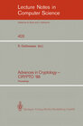 Buchcover Advances in Cryptology - CRYPTO '88