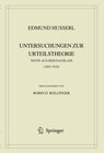 Buchcover Edmund Husserl. Untersuchungen zur Urteilstheorie