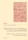 Buchcover André Pézard, Journal d’Avignon et autres textes (1919-1920)