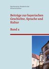 Buchcover Beiträge zur bayerischen Geschichte, Sprache und Kultur
