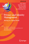 Buchcover Privacy and Identity Management. Sharing in a Digital World