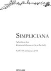Buchcover Simpliciana XXXVIII (2016)
