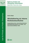 Buchcover Whistleblowing als interne Risikokommunikation
