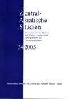 Buchcover Zentralasiatische Studien des Seminars für Sprach- und Kulturwissenschaft Zentralasiens der Universität Bonn 34 (2005)