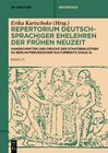 Buchcover Repertorium deutschsprachiger Ehelehren der Frühen Neuzeit / Handschriften und Drucke der Staatsbibliothek zu Berlin/Pre