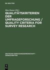 Buchcover Qualitätskriterien der Umfrageforschung / Quality Criteria for Survey Research