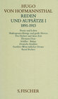 Buchcover Hugo von Hofmannsthal. Gesammelte Werke in zehn Einzelbänden. Gedichte-Dramen... / Reden und Aufsätze I. 1891-1913