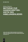 Buchcover Beiträge zur Handschriftenkritik des Nibelungenliedes