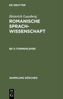 Buchcover Heinrich Lausberg: Romanische Sprachwissenschaft / Formenlehre