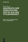 Buchcover Edwin Mayser: Grammatik der griechischen Papyri aus der Ptolemäerzeit. Laut- und Wortlehre / Stammbildung