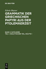 Buchcover Edwin Mayser: Grammatik der griechischen Papyri aus der Ptolemäerzeit. Satzlehre / Analytischer Teil, Hälfte 1