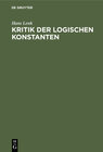 Buchcover Kritik der logischen Konstanten
