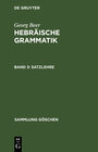 Buchcover Georg Beer: Hebräische Grammatik / Satzlehre