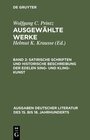 Buchcover Wolfgang C. Printz: Ausgewählte Werke / Satirische Schriften und Historische Beschreibung der edelen Sing- und Kling-Kun