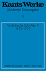 Buchcover Immanuel Kant: Werke / Vorkritische Schriften II. 1757-1777