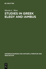Buchcover Studies in Greek Elegy and Iambus
