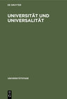 Buchcover Universität und Universalität