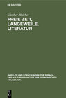 Buchcover Freie Zeit, Langeweile, Literatur