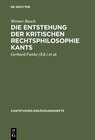 Buchcover Die Entstehung der kritischen Rechtsphilosophie Kants