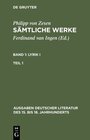 Buchcover Philipp von Zesen: Sämtliche Werke. Lyrik I / Lyrik I. Erster Teil