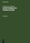 Buchcover Herbert Ernst Wiegand: Wörterbuchforschung / Herbert Ernst Wiegand: Wörterbuchforschung. Teilband 1