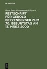 Buchcover Festschrift für Gerold Bezzenberger zum 70. Geburtstag am 13. März 2000