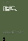 Buchcover Goethes Gedichttitel