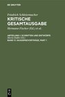 Buchcover Friedrich Schleiermacher: Kritische Gesamtausgabe. Schriften und Entwürfe / Akademievorträge