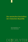 Buchcover Die metrischen Inschriften der römischen Republik