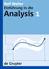 Buchcover Rolf Walter: Einführung in die Analysis / Rolf Walter: Einführung in die Analysis. 1