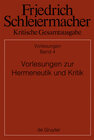 Buchcover Vorlesungen zur Hermeneutik und Kritik