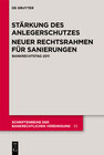 Buchcover Stärkung des Anlegerschutzes. Neuer Rechtsrahmen für Sanierungen.