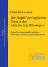 Buchcover Der Begriff der logischen Form in der Analytischen Philosophie