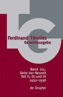 Buchcover Ferdinand Tönnies: Gesamtausgabe (TG) / 1932-1936