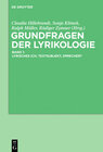 Buchcover Lyrikologie / Grundfragen der Lyrikologie 1