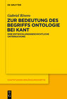 Buchcover Zur Bedeutung des Begriffs Ontologie bei Kant