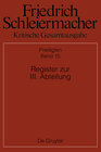 Buchcover Friedrich Schleiermacher: Kritische Gesamtausgabe. Predigten / Register