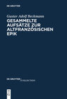 Buchcover Gesammelte Aufsätze zur altfranzösischen Epik