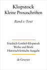 Buchcover Friedrich Gottlieb Klopstock: Werke und Briefe. Abteilung Werke IX: Kleine Prosaschriften / Text