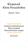 Buchcover Friedrich Gottlieb Klopstock: Werke und Briefe. Abteilung Werke IX: Kleine Prosaschriften / Text