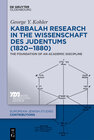 Buchcover Kabbalah Research in the Wissenschaft des Judentums (1820–1880)
