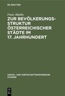 Buchcover Zur Bevölkerungsstruktur österreichischer Städte im 17. Jahrhundert