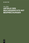 Buchcover Urteile des Reichsgerichts mit Besprechungen